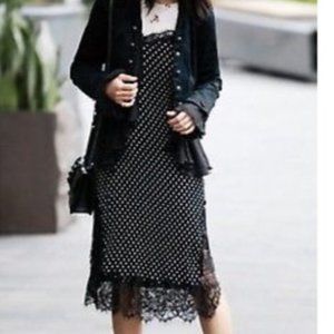 Free People Margot black polka dot lace slip